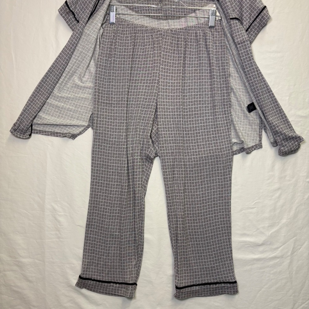 Simply Vera Vera Wang Pajama Set Women's S Gray Black Button Top Pants Rayon - Picture 4 of 8